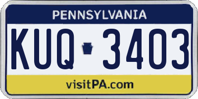PA license plate KUQ3403
