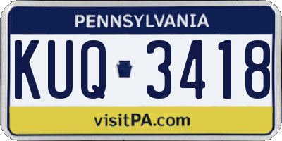 PA license plate KUQ3418
