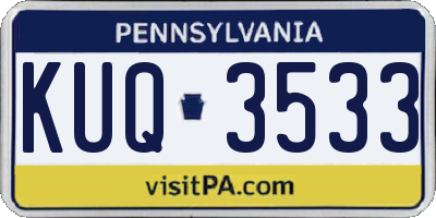 PA license plate KUQ3533