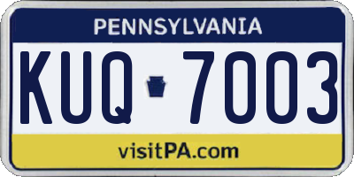 PA license plate KUQ7003