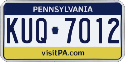 PA license plate KUQ7012