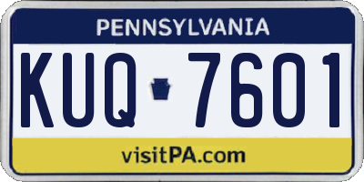 PA license plate KUQ7601