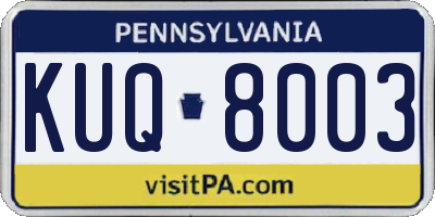 PA license plate KUQ8003