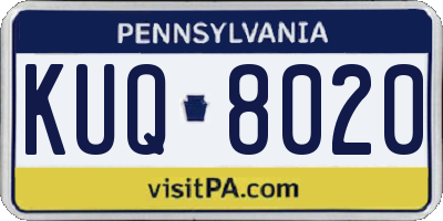 PA license plate KUQ8020