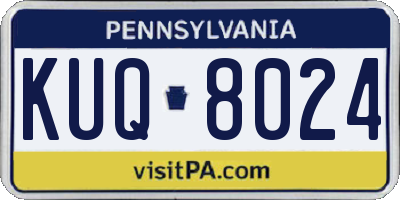 PA license plate KUQ8024