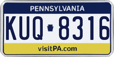 PA license plate KUQ8316