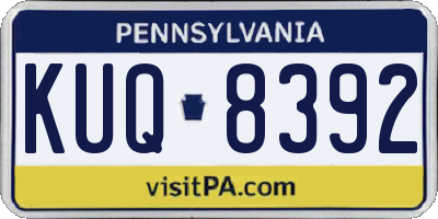 PA license plate KUQ8392