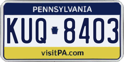 PA license plate KUQ8403