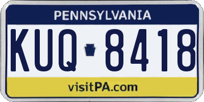 PA license plate KUQ8418