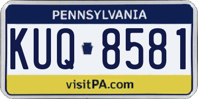 PA license plate KUQ8581