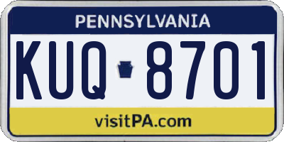 PA license plate KUQ8701