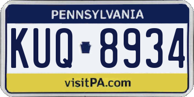 PA license plate KUQ8934