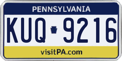 PA license plate KUQ9216