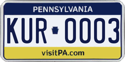 PA license plate KUR0003