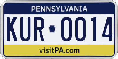 PA license plate KUR0014