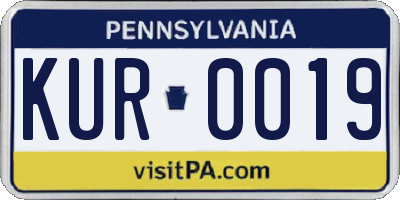 PA license plate KUR0019