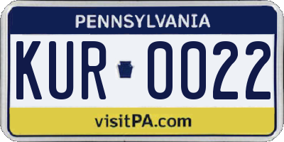 PA license plate KUR0022