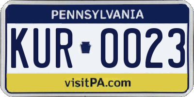 PA license plate KUR0023
