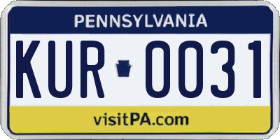 PA license plate KUR0031