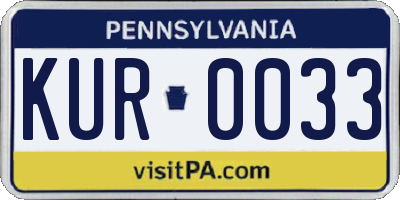 PA license plate KUR0033