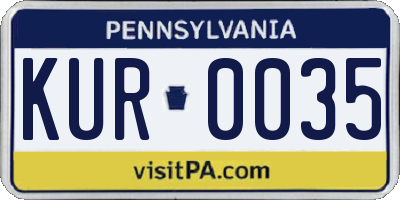 PA license plate KUR0035