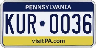 PA license plate KUR0036