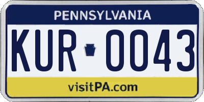PA license plate KUR0043