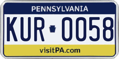 PA license plate KUR0058