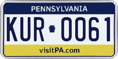 PA license plate KUR0061