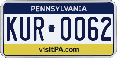 PA license plate KUR0062