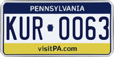 PA license plate KUR0063