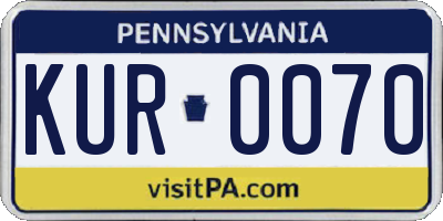 PA license plate KUR0070
