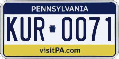 PA license plate KUR0071