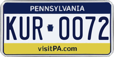 PA license plate KUR0072
