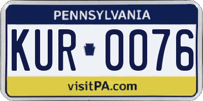 PA license plate KUR0076
