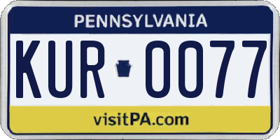PA license plate KUR0077