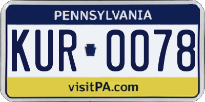 PA license plate KUR0078