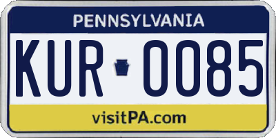 PA license plate KUR0085