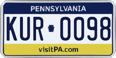 PA license plate KUR0098