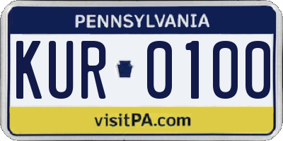 PA license plate KUR0100