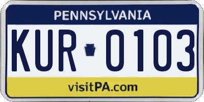 PA license plate KUR0103