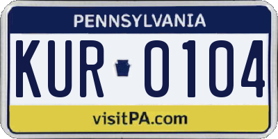 PA license plate KUR0104