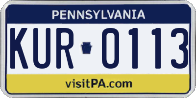 PA license plate KUR0113