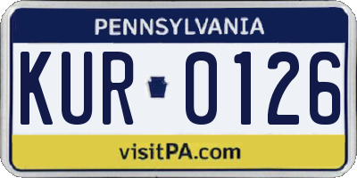 PA license plate KUR0126