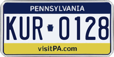 PA license plate KUR0128