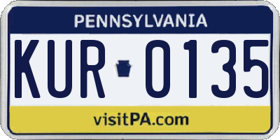 PA license plate KUR0135