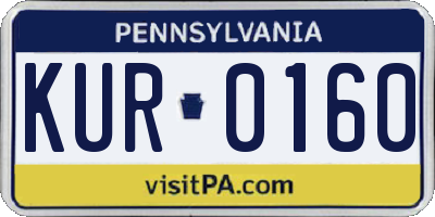 PA license plate KUR0160