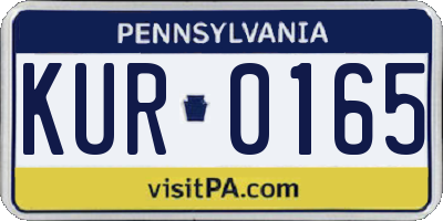PA license plate KUR0165