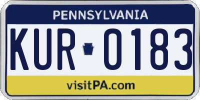 PA license plate KUR0183