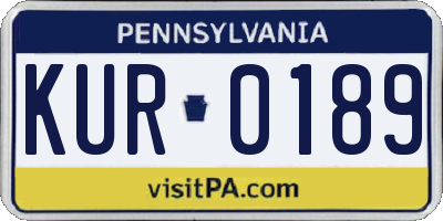 PA license plate KUR0189